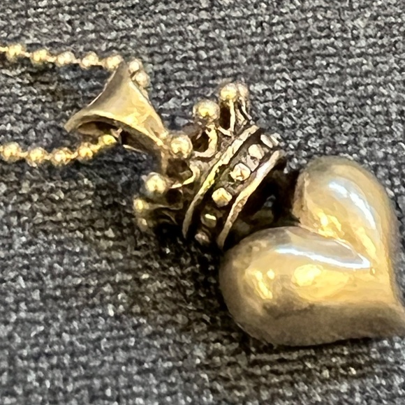 Vintage- King Baby Studio- .925 Silver (Italy) Crown Heart Pendant Necklace - Picture 5 of 7